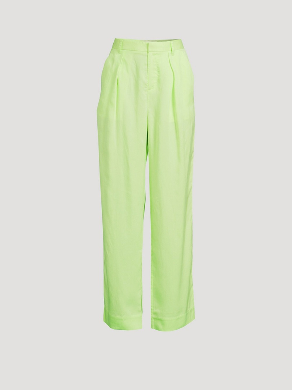 Mara Hoffman Marella Pleated High-Waist Straight Leg Pants Neon Green NWT 00